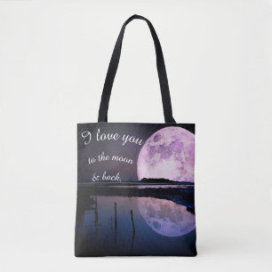 Bolsa Tote Eu te amo à lua & ao saco traseiro