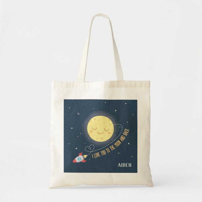Bolsa Tote Eu Te Amo Até a Lua e Volta Espaço Kids Tote (Frente)