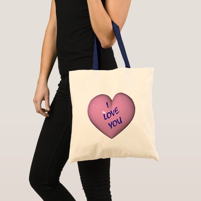 Bolsa Tote Eu Te Amo Coração Rosa (Frente (produto))