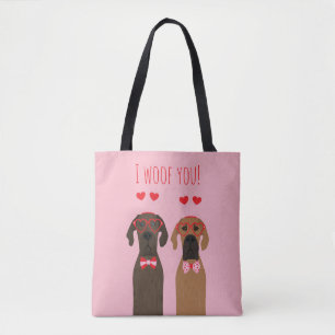 Bolsa Tote Eu Te Aventei Dia de os namorados Grande Dane Dogs