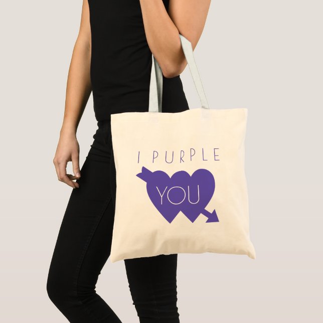 Bolsa Tote Eu Te Roxo Corações De Amor (Frente (produto))