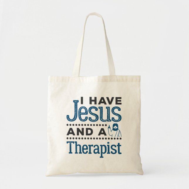 Bolsa Tote Eu tenho Jesus e uma fé cristã terapeuta (Frente)