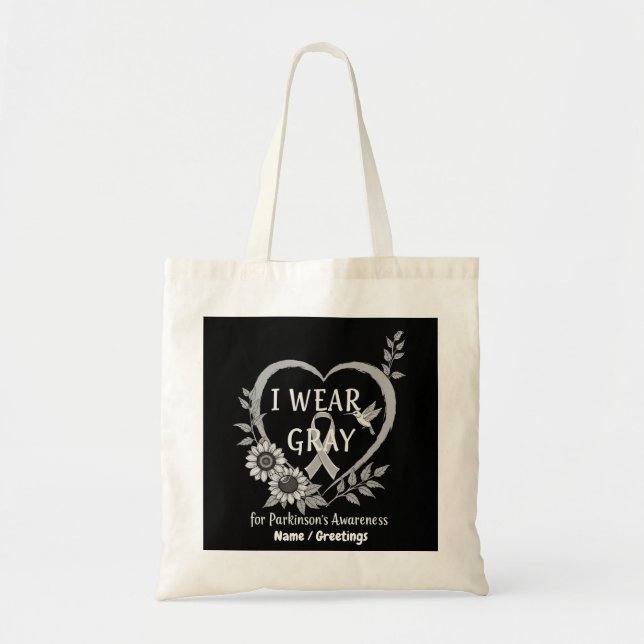 Bolsa Tote Eu Uso Cinza Para Guerreiro da Conscientização do  (Frente)