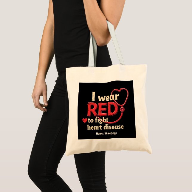 Bolsa Tote Eu Uso Vermelho para Combater a Doença Cardíaca Ap (Frente (produto))