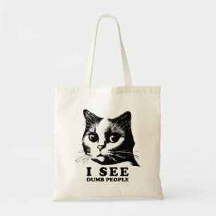 Bolsa Tote Eu vejo Pessoas de lixo Gato Engraçado