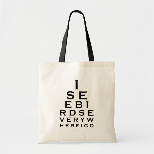 Bolsa Tote Eu ver pássaros Eyechart (Frente)