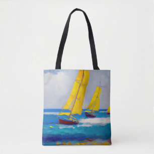 Bolsa Tote "Eu vi três barcos" Paisagem Marinha