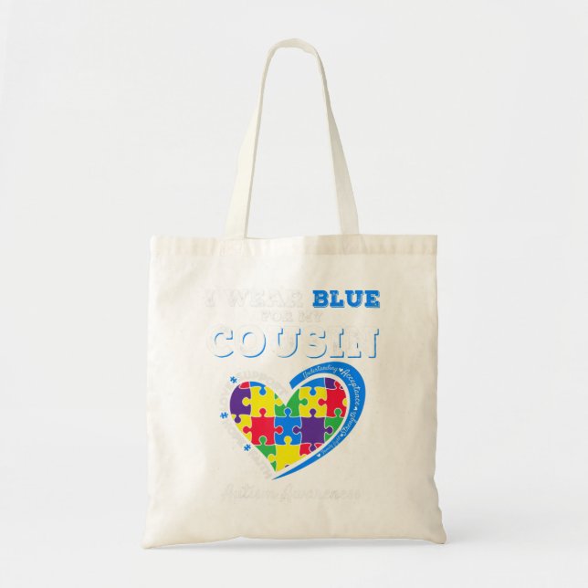 Bolsa Tote Eu Visto Azul Para A Consciência Autismo A Matar A (Frente)