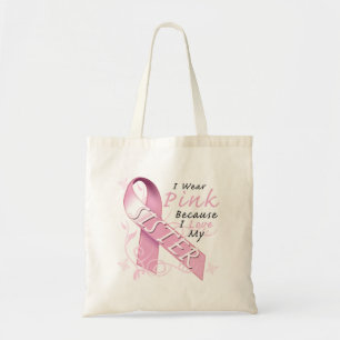 Bolsa Tote Eu visto cor-de-rosa porque eu amo minha irmã