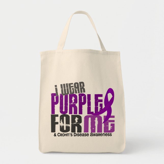 Bolsa Tote Eu visto o roxo para MIM a doença de 6 Crohn (Frente)