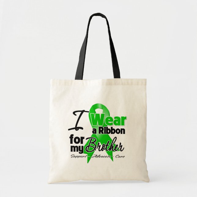 Bolsa Tote Eu visto uma fita verde para meu irmão (Frente)