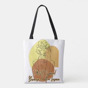 Bolsa Tote Eu Vou Succeed Porque Eu Sou Louco Boho Arte de Li