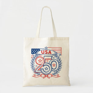 Bolsa Tote EUA 250 Design de Emblema de Aniversário Patriótic