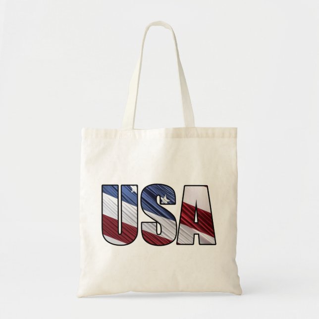 Bolsa Tote EUA em Red White e Blue American Patriotic Flag (Frente)