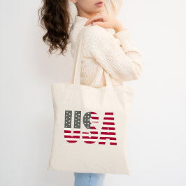 Bolsa Tote EUA no Red White e Blue American Flag Patriotic