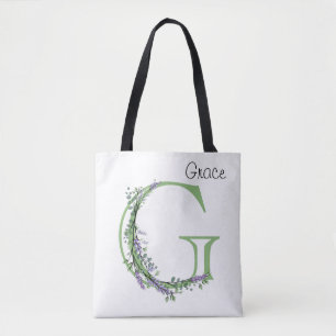 Bolsa Tote Eucalipto e lavanda "G monogrammed"