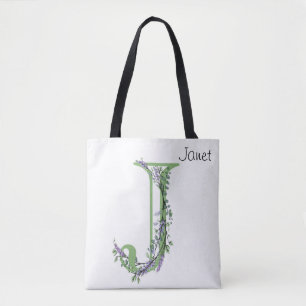 Bolsa Tote Eucalipto e lavanda "J monogrammed"