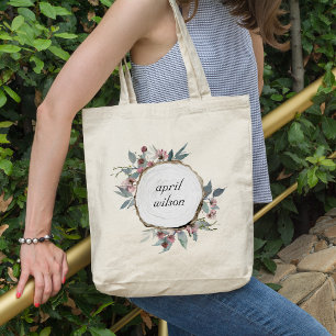 BOLSA TOTE EUCALIPTO FLORAL FLORAL DE PINCO SELVAGEM RUSTIÇA