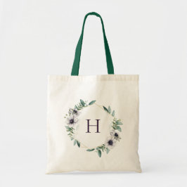 Bolsa Tote Eucalyptus Anemone Floral Wreath Monograma