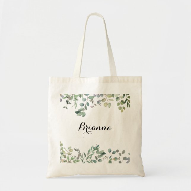 Bolsa Tote Eucalyptus Foliage Verde Delight Bridesmaid (Frente)