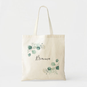 Bolsa Tote Eucalyptus Foliage White Floral Bridesmaid