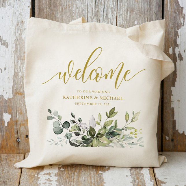 Bolsa Tote Eucalyptus Greenery Wedding Bem-vindo a Sacos de T (Criador carregado)