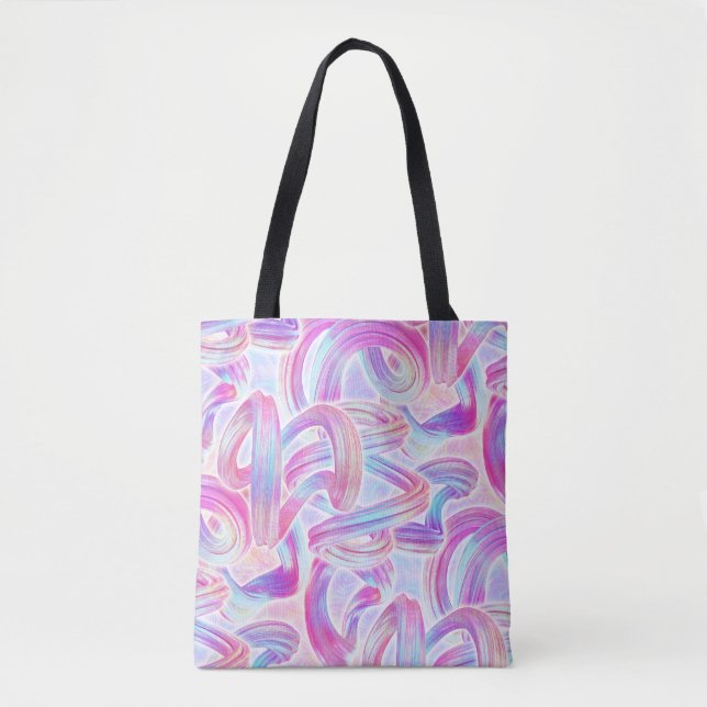 Bolsa Tote eurobeat holorave - rosa e azul: (Frente)