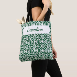 Bolsa Tote Evergreen Com Padrão De Lace De Crochet Branco