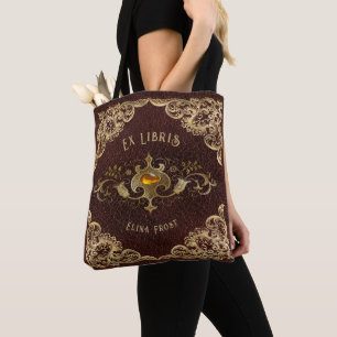 Bolsa Tote Ex Libris Personalizado Antigo em Poliéster