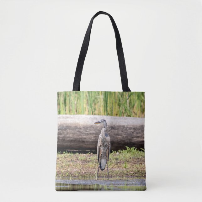 Bolsa Tote Excelente Blue Heron no lago Champlain (Frente)