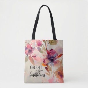 Bolsa Tote Excelente é Sua Fiabilidade Christian Hymn Floral