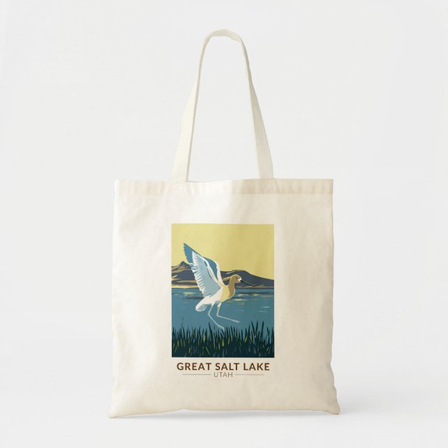 Bolsa Tote Excelente Salt Lake American Avocet Viagem Art Vin (Frente)