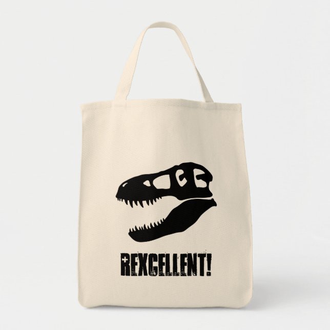 Bolsa Tote "Excelente!" T. rex Crânio do Dinossauro (Frente)