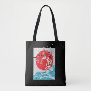 Bolsa Tote Excelente Wave de Kanagawa Japonês Fish Carp Koi