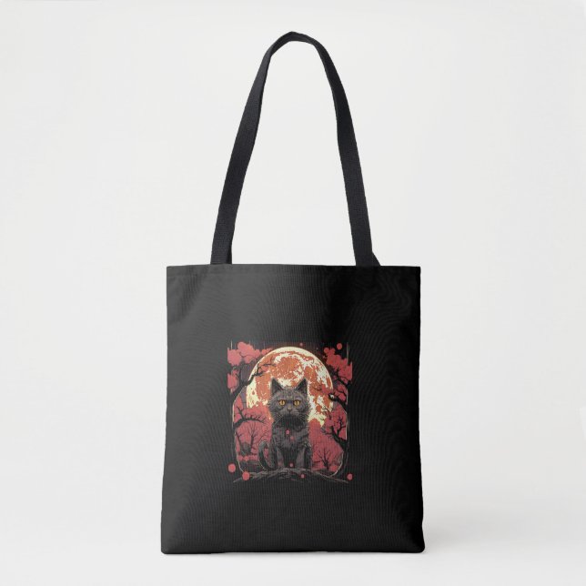 Bolsa Tote Excelente Wave Halloween_ Black Cat, Pumpkins, Sak (Frente)