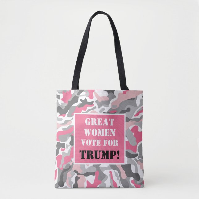 Bolsa Tote Excelentes votam em Camo Rosa Trump (Frente)