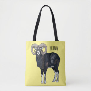 Bolsa Tote Exemplo de desenho animado de ovelhas Mouflon