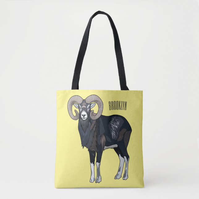 Bolsa Tote Exemplo de desenho animado de ovelhas Mouflon (Frente)