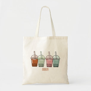 Bolsa Tote Exemplo de desenho animado do chá de bolhas