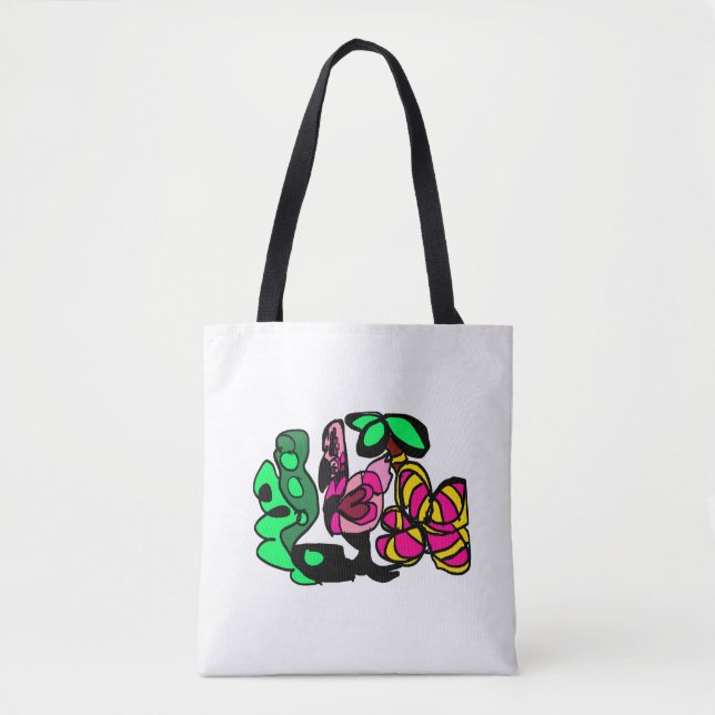 Bolsa Tote Exibir vibração de flamingo rosa (Frente)