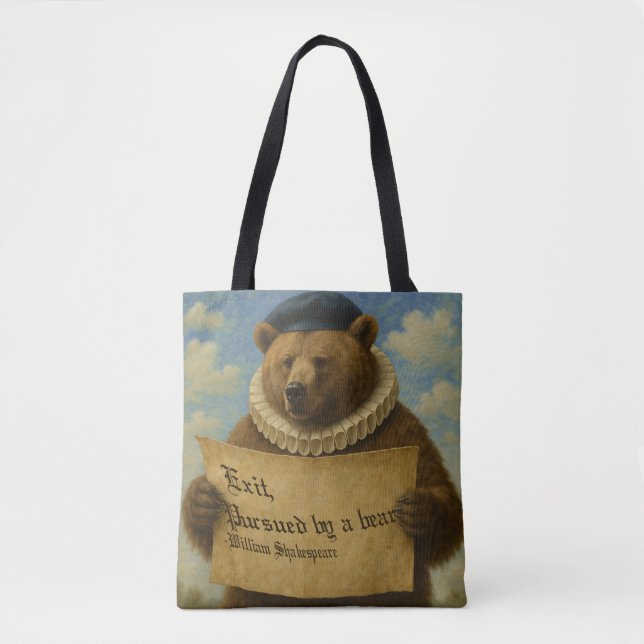 Bolsa Tote Exit, pursued by a bear Shakespeare quote bear (Frente)