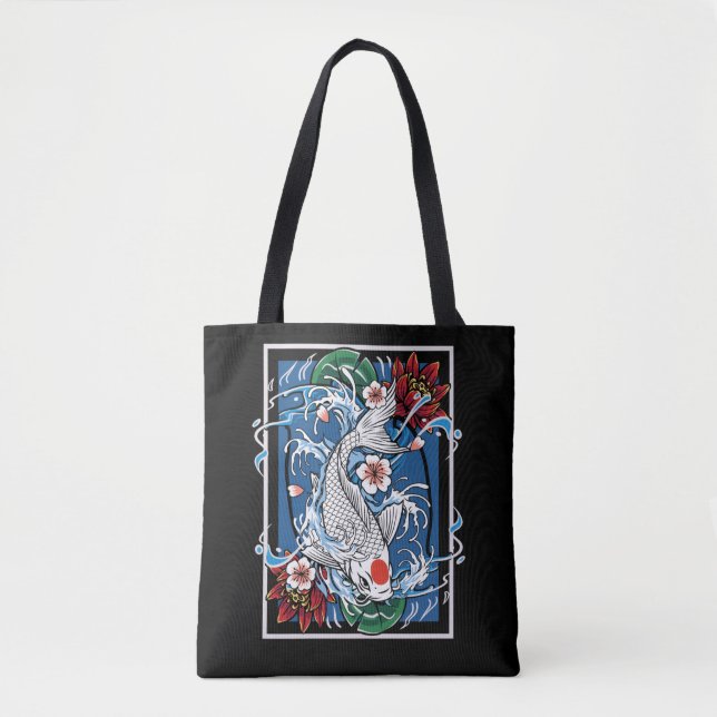 Bolsa Tote Explorações piscícolas japonesas Koi Fish Cherry B (Frente)