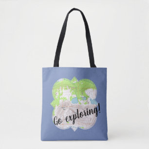 Bolsa Tote "Explorar" Quatrefoil do Mapa Topográfico