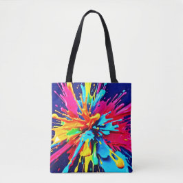Bolsa Tote Explosão Abstrata de Cor e Tinta