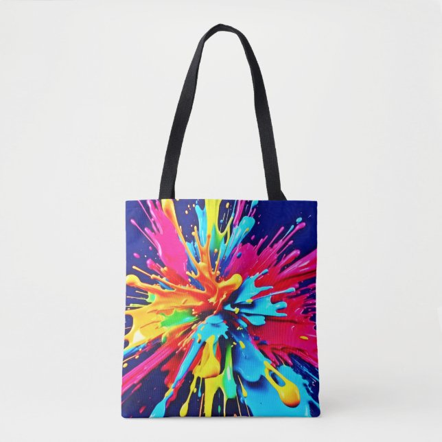 Bolsa Tote Explosão Abstrata de Cor e Tinta (Frente)
