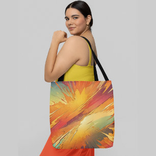 Bolsa Tote Explosão de abstrato vibrante de cores quentes