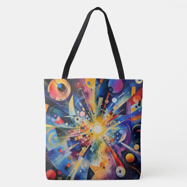 Bolsa Tote Explosão Geométrica Cósmica Abstrata (Frente)