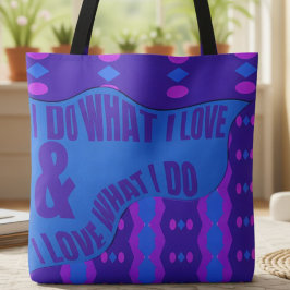 Bolsa Tote Expressão Pessoal Padrão Roxo Azul