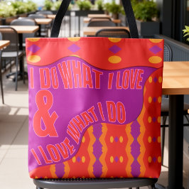 Bolsa Tote Expressão Pessoal Padrão Roxo Laranja