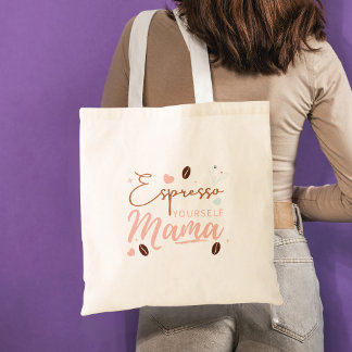 Bolsa Tote Expresse-se Mama Citação de Café